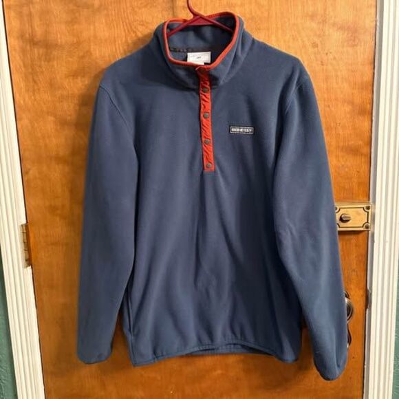 Obermeyer Other - Obermeyer Men’s Fleece Quarter Snap Elbow Patches Orange Blue Men's S